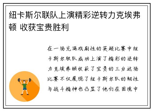 纽卡斯尔联队上演精彩逆转力克埃弗顿 收获宝贵胜利
