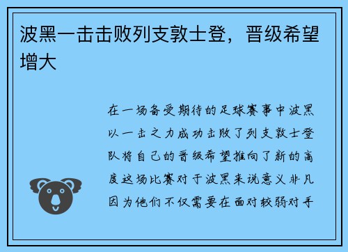 波黑一击击败列支敦士登，晋级希望增大